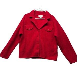 Vintage Eminent by Lisa 100% Boiled Wool Button Up Jacket Blazer Red Size Large